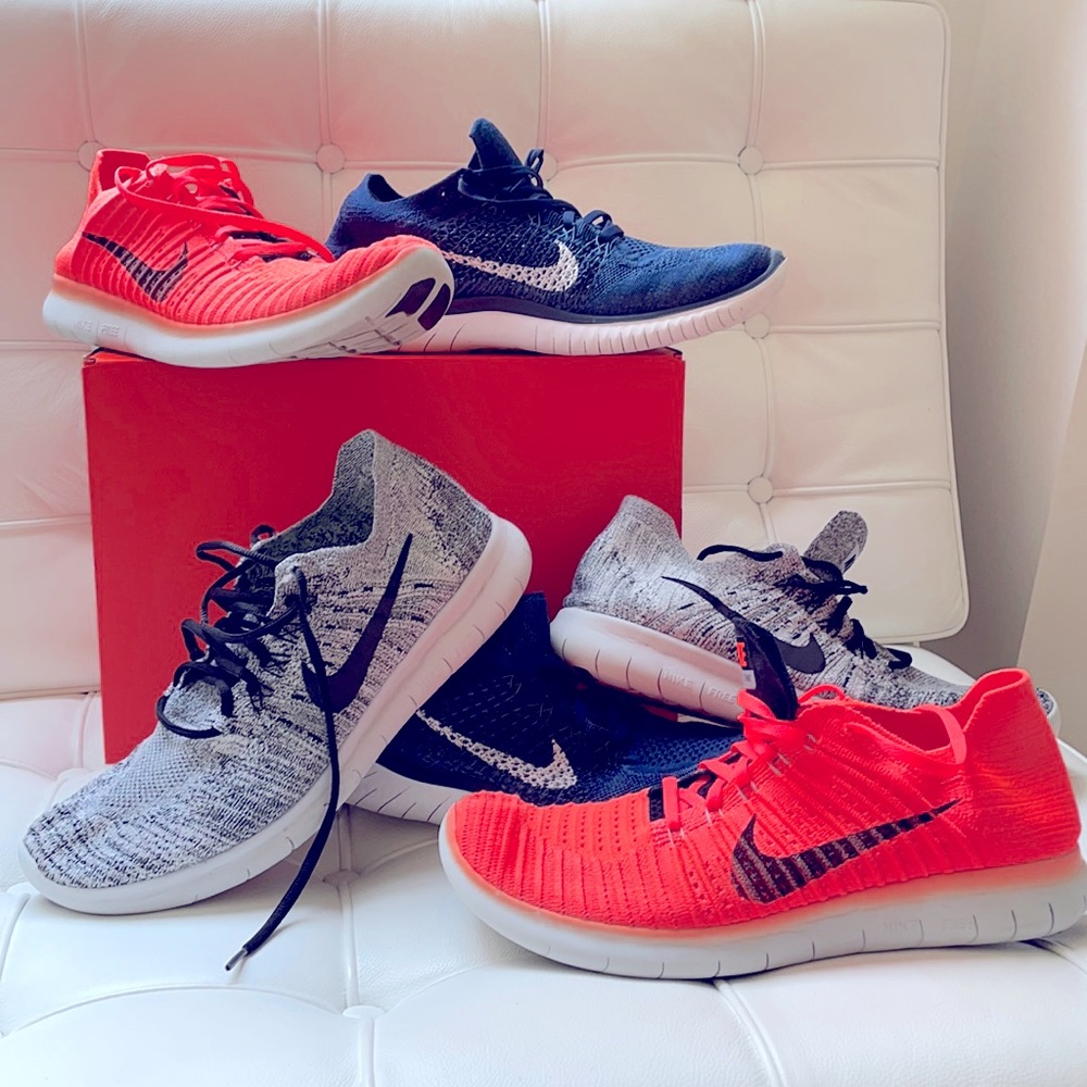 Three pairs Nike Free RN FlyKnits